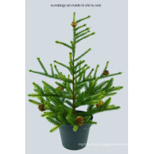 Christmas Artificial Plant PE Angel Pine Tree with Cone Potted for Decoration (48018)